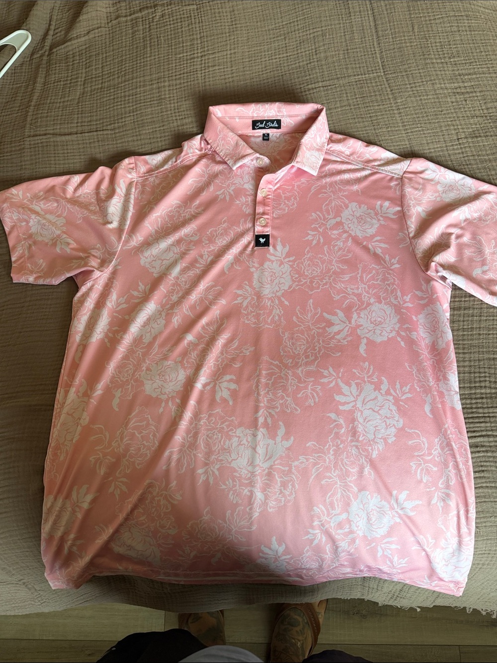 Bad Birdie Pink & White Floral Polo